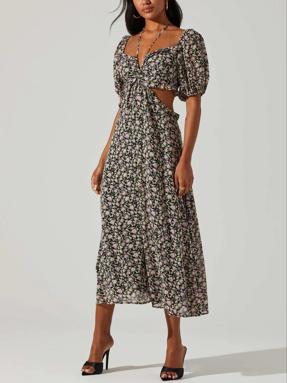 ASTR the Label Ruffle Cutout Midi Dress